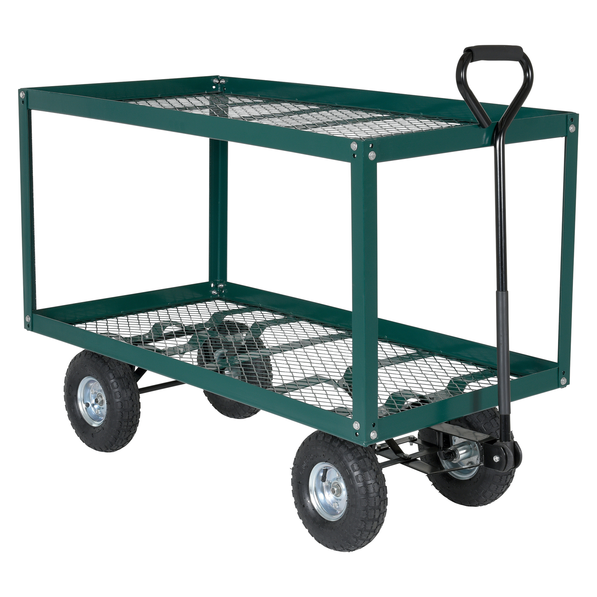 Vestil Landscape Cart - 2 Shelves, 300-Lb. Capacity, Pneumatic Tires, Steel, Model# LSC-2448-SC